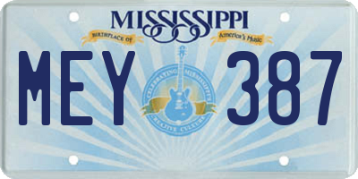 MS license plate MEY387
