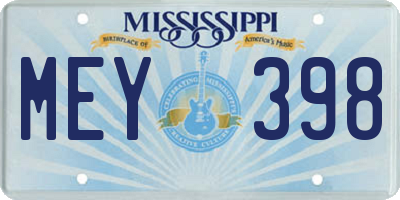 MS license plate MEY398