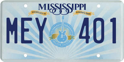 MS license plate MEY401