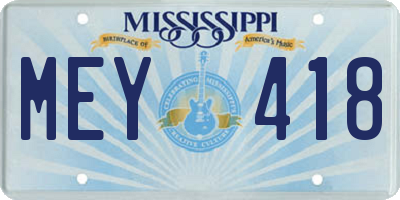 MS license plate MEY418