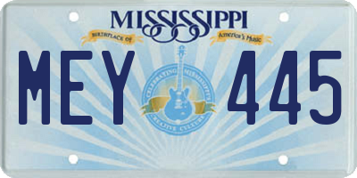 MS license plate MEY445