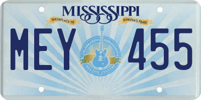 MS license plate MEY455