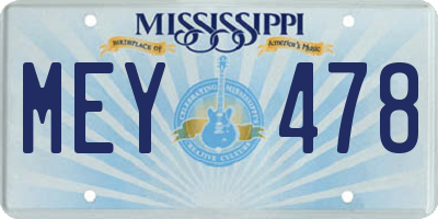 MS license plate MEY478
