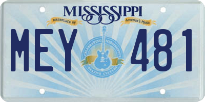 MS license plate MEY481