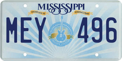 MS license plate MEY496