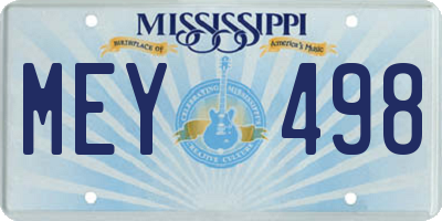 MS license plate MEY498