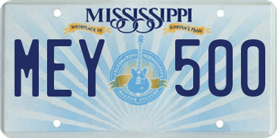 MS license plate MEY500