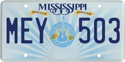 MS license plate MEY503