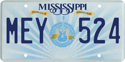 MS license plate MEY524