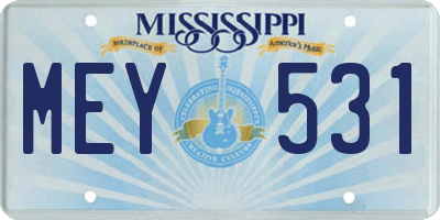 MS license plate MEY531