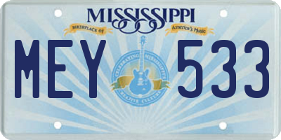 MS license plate MEY533