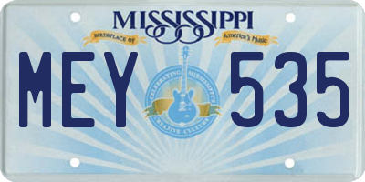 MS license plate MEY535