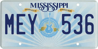 MS license plate MEY536