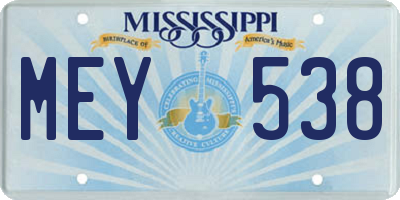 MS license plate MEY538