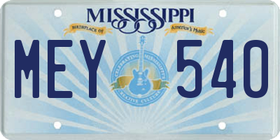 MS license plate MEY540