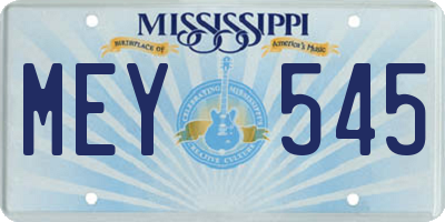 MS license plate MEY545