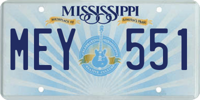 MS license plate MEY551