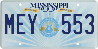 MS license plate MEY553