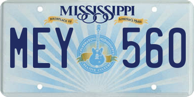 MS license plate MEY560