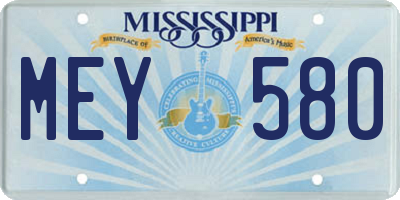 MS license plate MEY580