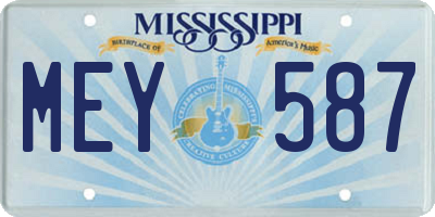 MS license plate MEY587