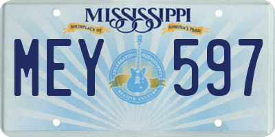 MS license plate MEY597