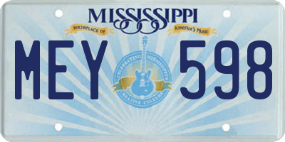 MS license plate MEY598