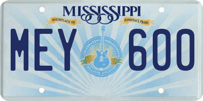 MS license plate MEY600