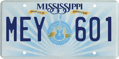 MS license plate MEY601
