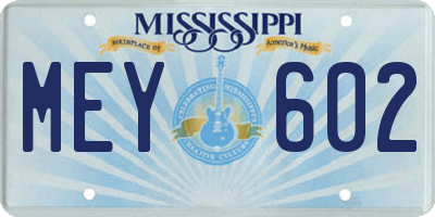 MS license plate MEY602