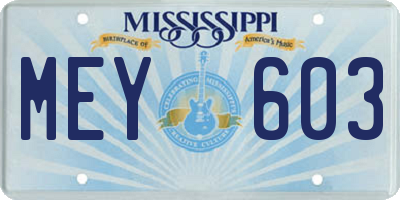 MS license plate MEY603