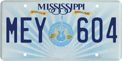 MS license plate MEY604