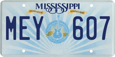MS license plate MEY607