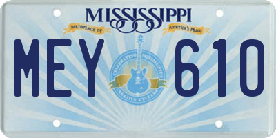 MS license plate MEY610