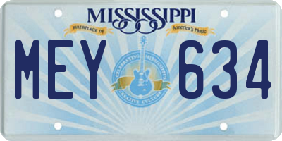 MS license plate MEY634