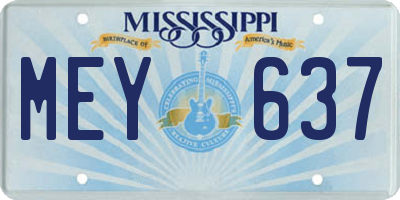 MS license plate MEY637