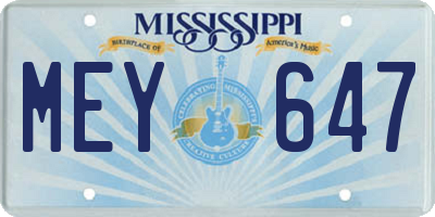 MS license plate MEY647