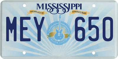 MS license plate MEY650