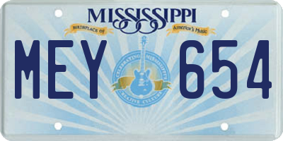 MS license plate MEY654