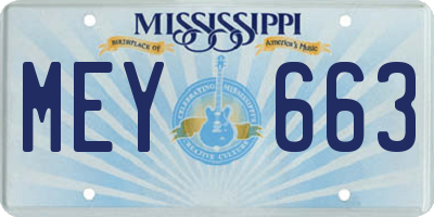 MS license plate MEY663