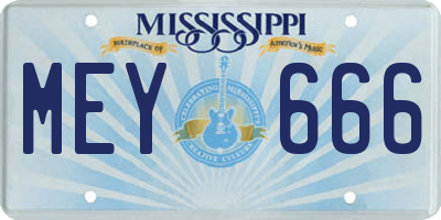 MS license plate MEY666