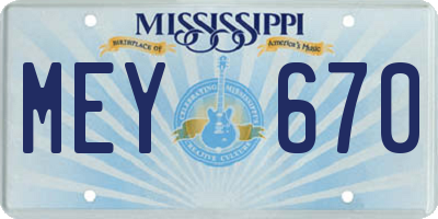 MS license plate MEY670