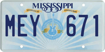 MS license plate MEY671