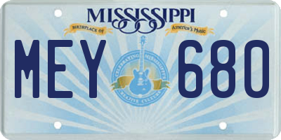 MS license plate MEY680