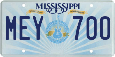 MS license plate MEY700