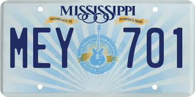 MS license plate MEY701