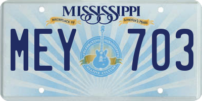 MS license plate MEY703