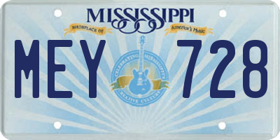 MS license plate MEY728