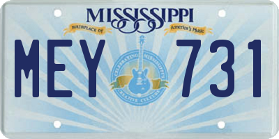 MS license plate MEY731
