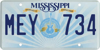 MS license plate MEY734
